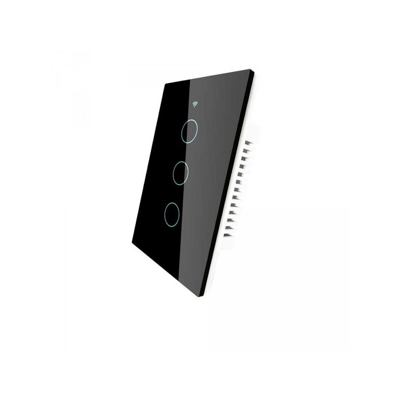 A2zworld Interruttore Da Parete Touch 3 Tasti, Wifi 2.4g+ble+rf 433mhz, Bluetooth Ble Mesh, Tuya, Smart Life, 10a, Ac 90-250v, 50/60hz, 120x72x38mm, Ip20, Nero, Sh9553b