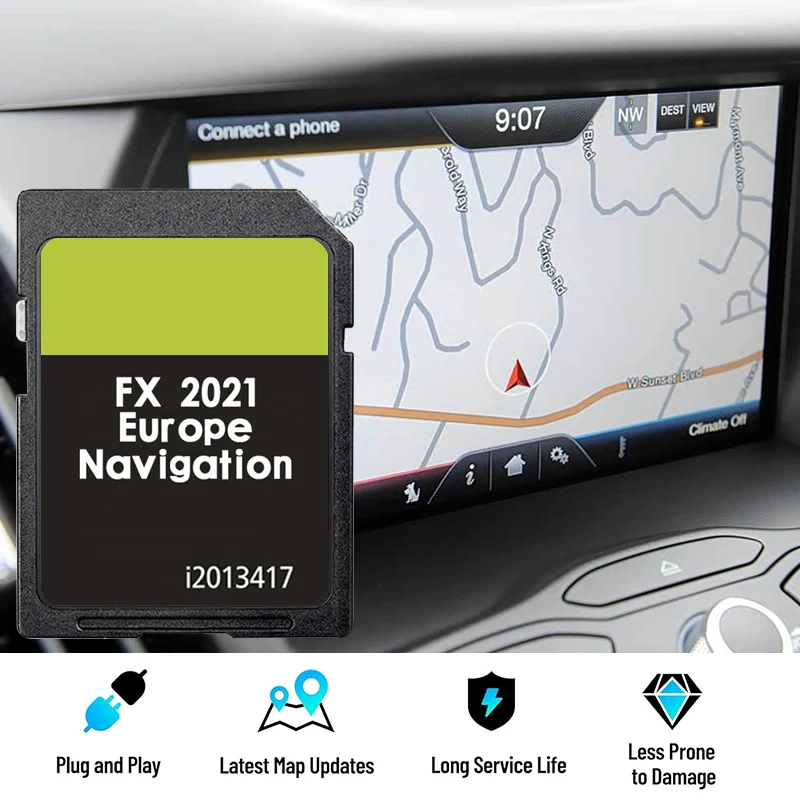 Für Ford FX 2021 C-Max Focus Auto-Satellitennavigation Navigationskarte EU-Update SD-Karte Schnelle Lieferung mit kostenlosem Anti-Beschlag-Film Image
