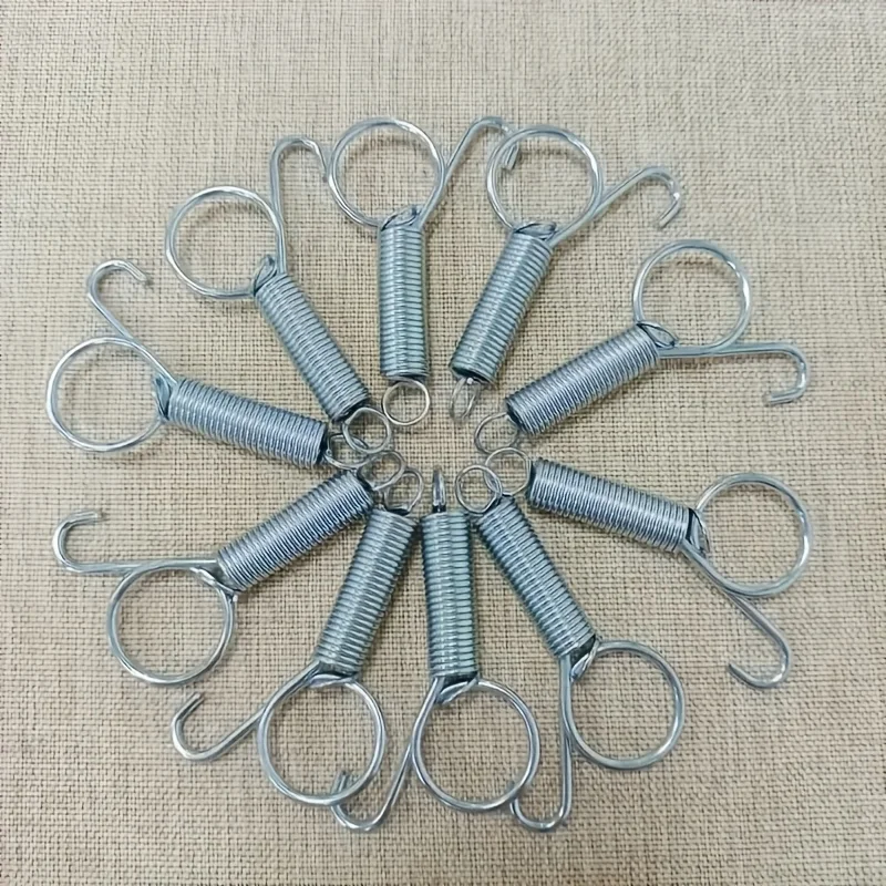 10 Stück Mehrzweck-Federkäfigverschlüsse, Federkaninchenkäfigtür-Spannfeder mit Haken Image