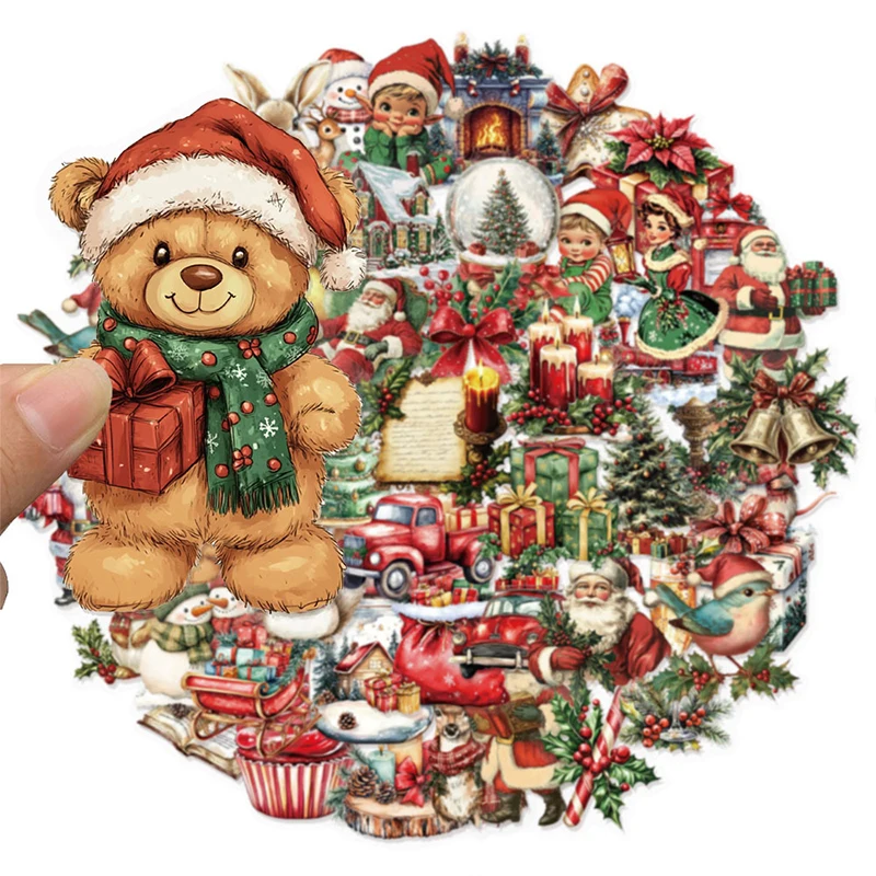 50 Stück Weihnachtsaufkleber, Weihnachtsparty-Geschenke, Winter-Weihnachtsaufkleber für Wasserflaschen, Scrapbooking, Laptop, Telefon, Gitarre, Basteln Image