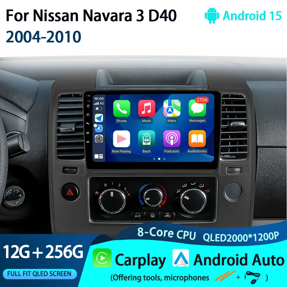 Android 15 Für Nissan Navara 3 D40 2004-2010 Auto Radio Stereo Video Audio Multimedia Player GPS Navigation System BT DSP 4G Image