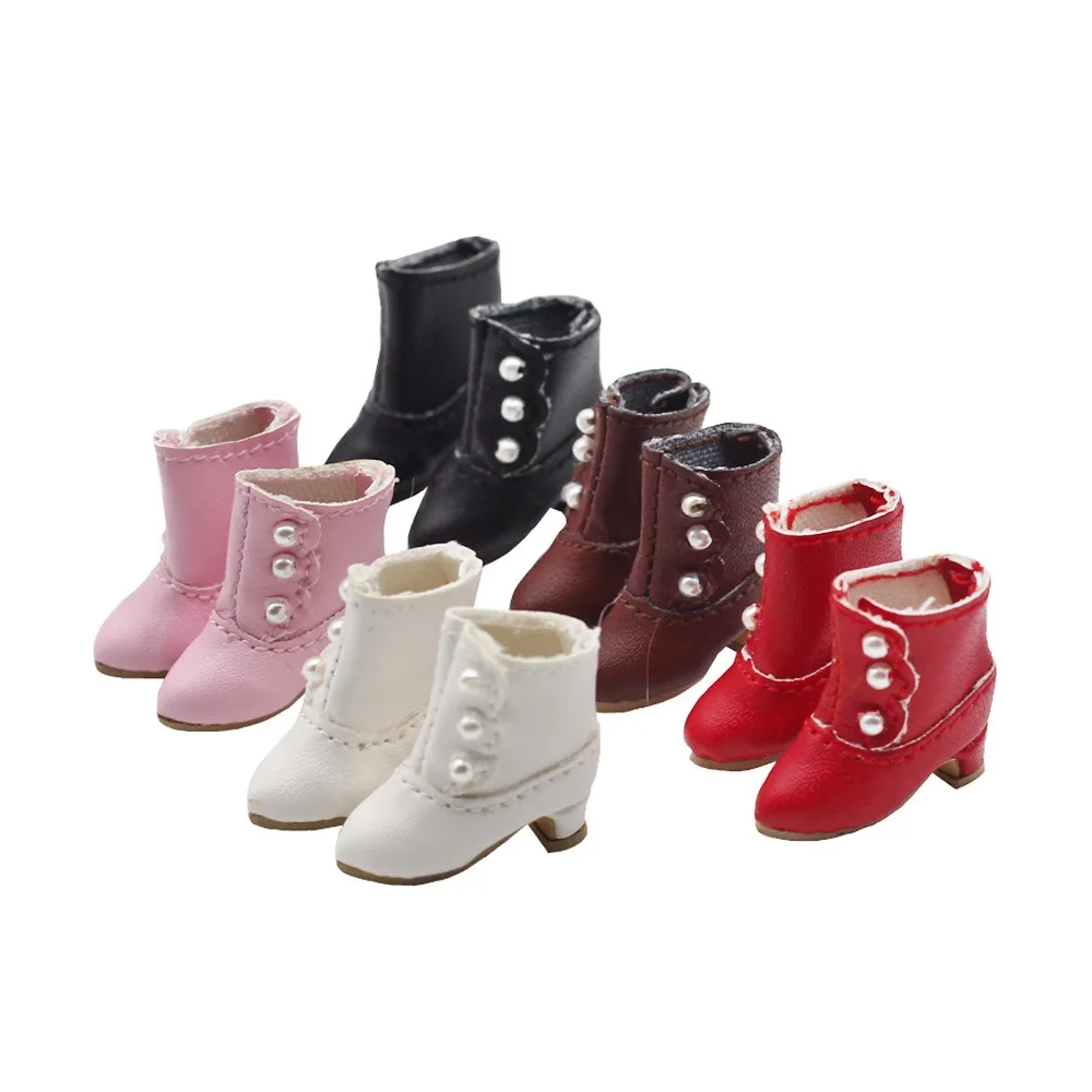 2,3 cm Schuhe für OB11 Hochhackige Puppenschuhe 1/12 BJD Puppe PU-Leder Puppenzubehör Sitzende Puppen Anziehspielzeug