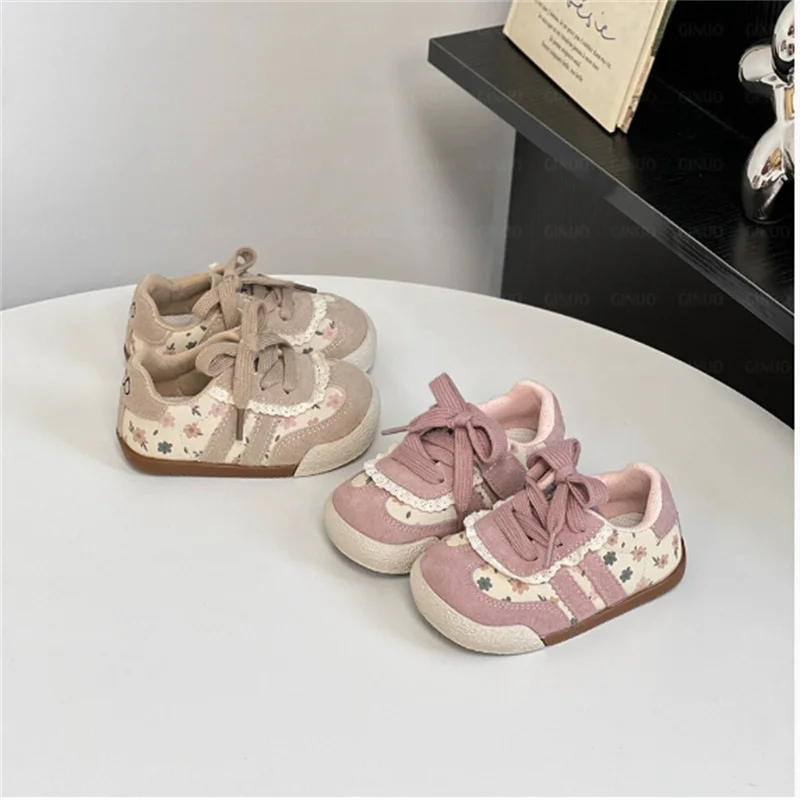 2025 neue Winter Baby Schuhe Leder Nette Blume Kleinkind Kinder Schuh Weiche Sohle Outdoor Tennis Mode Kleine Baby Mädchen Turnschuhe