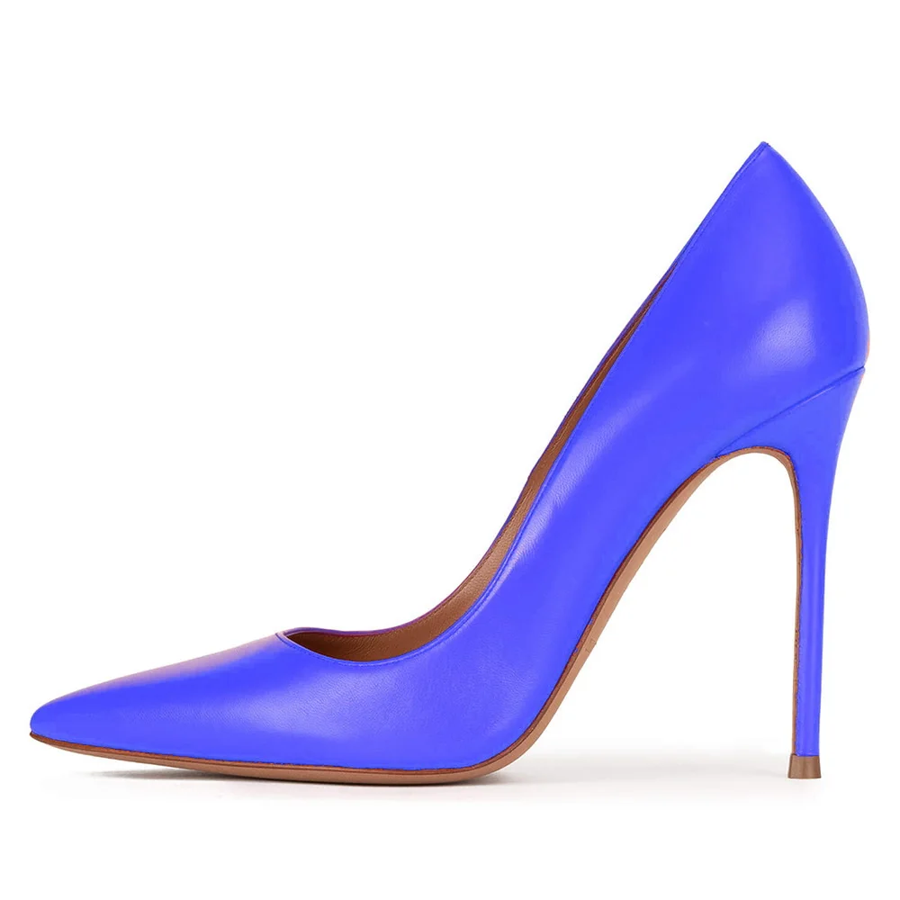 12 cm hohe Absätze für Damen, modische, sexy Büro-Damenschuhe, flacher Slip-On, spitze Zehenpartie, Größe 34–46, Blau, Nude, Rot, Direktversand