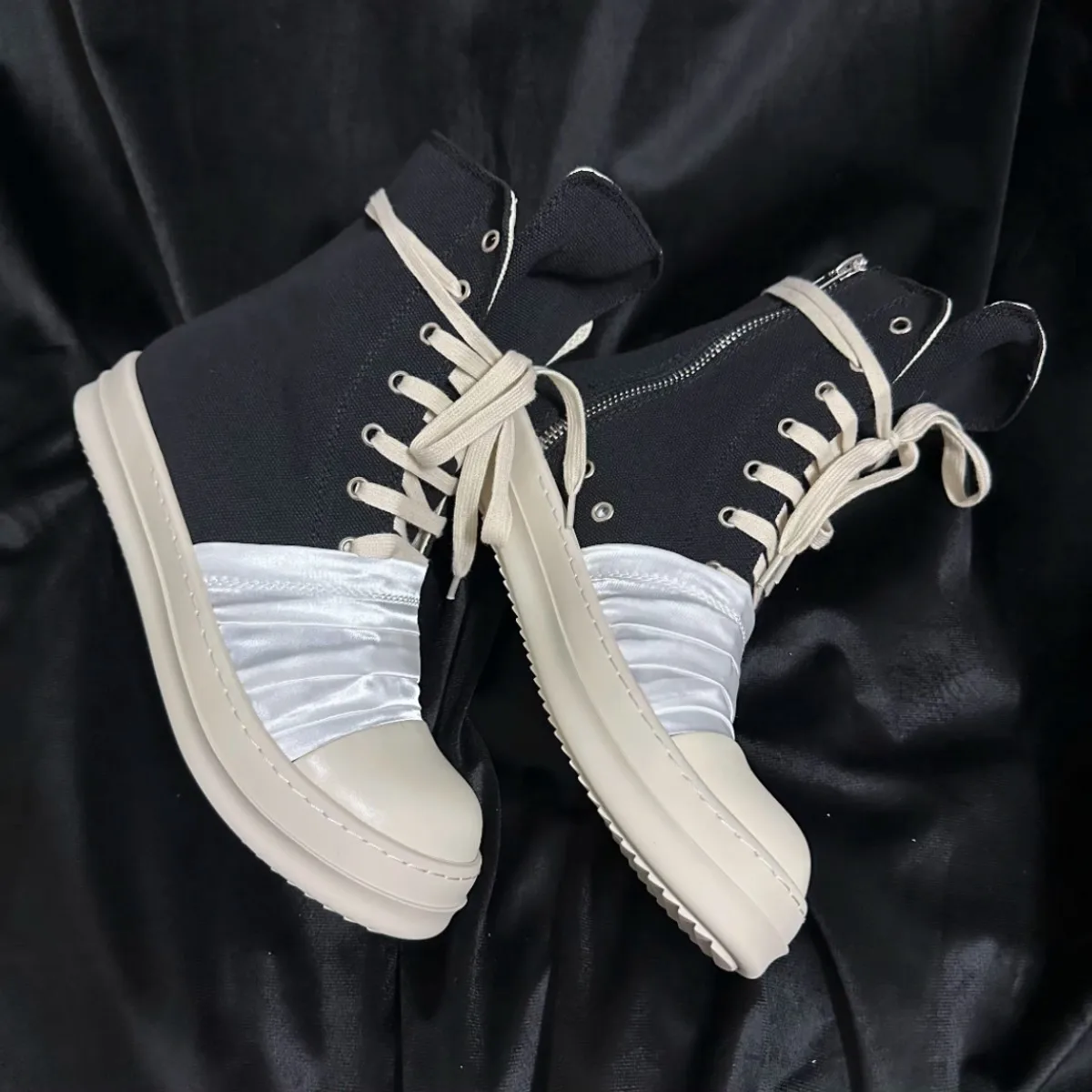 Ro Brand Ro Herrenschuh Damen Sneaker Schwarz Weiß Canvas-Schuhe High-Top Casual Sneakers Reißverschluss Luxus-Stiefel Flacher Knöchelstiefel