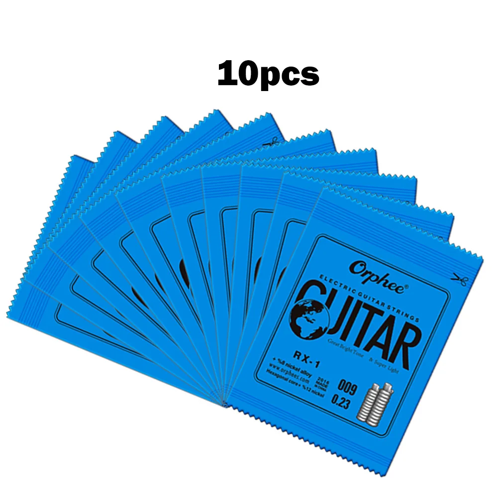 10 Stück Orphee Einzelsaiten für E-Gitarre, 1. E-Saite .009, Ersatzsaite aus Kohlenstoffstahl, 0,23 mm, höchste Qualität für Gitarrensaiten Image