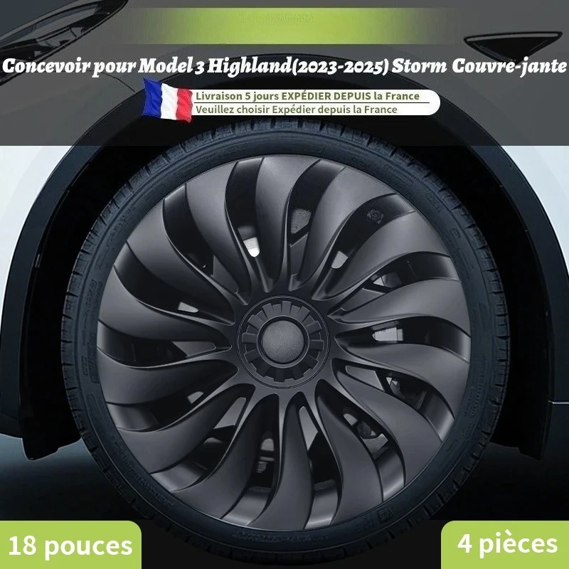 Set di 4 Copricerchi per Tesla Model 3 Highland 2023-2026, 18 Pollici, Destro e Sinistro, Stile Storm, Accessori per Ruote