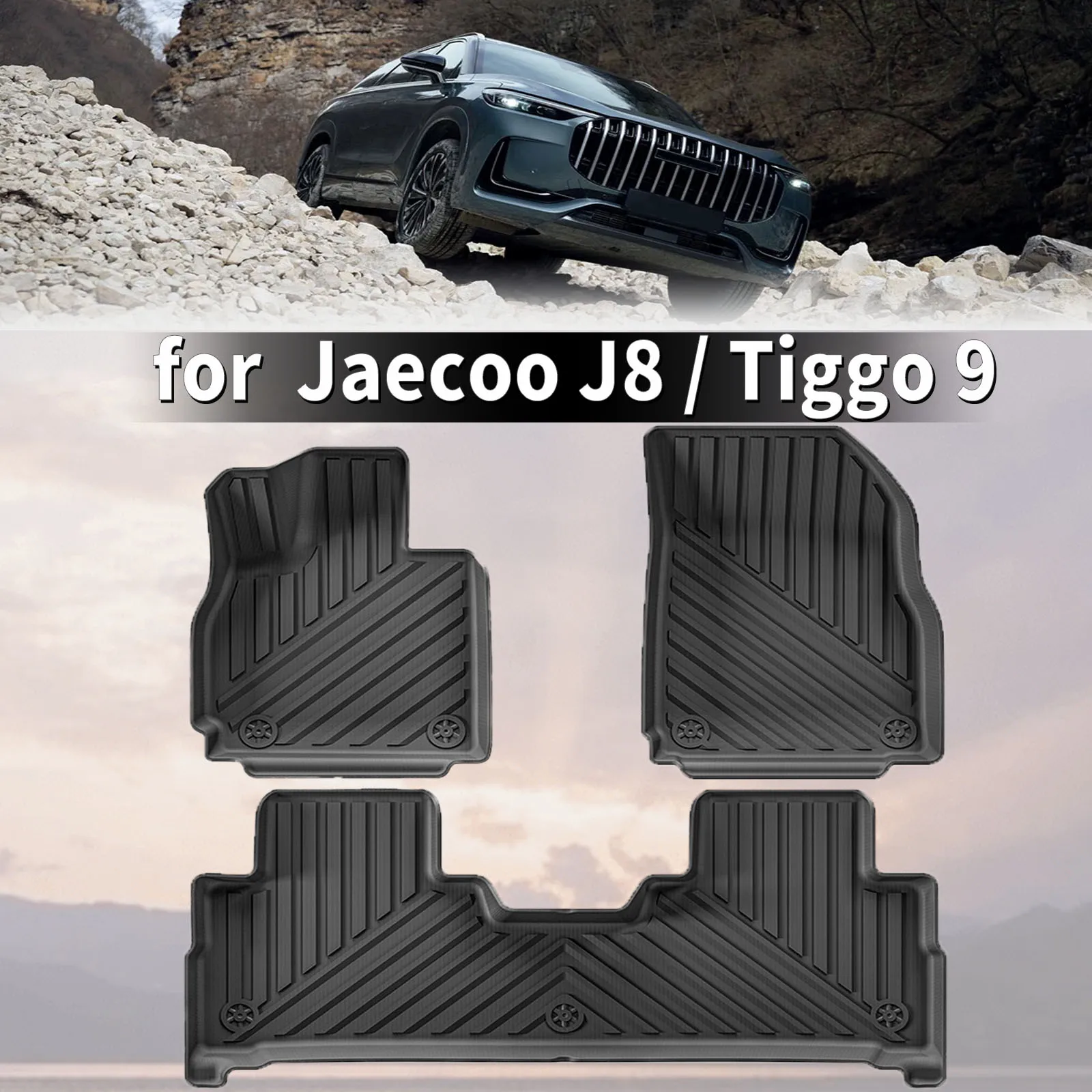 Tappetini Auto e Tappeto Bagagliaio in TPE ad Alta Elasticità per Jaecoo J8 Chery Tiggo 9, Accessori Auto Resistenti all'Usura e Facili da Pulire