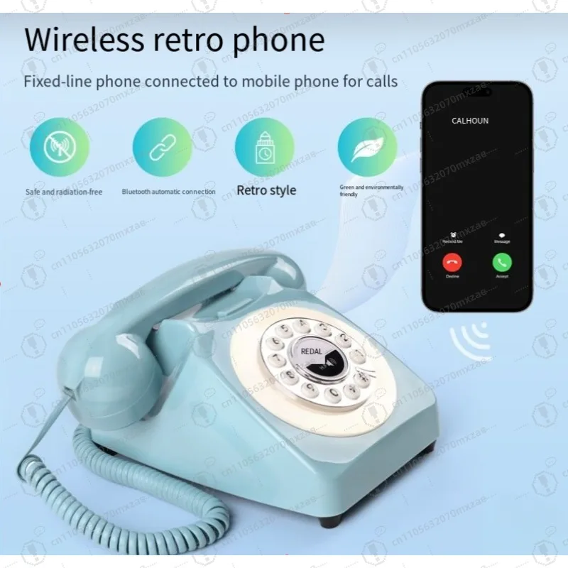 Téléphone rétro Bluetooth, téléphone fixe sans fil à l