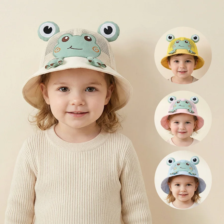 Niedlicher Kleiner Frosch Babyhut - Frühlings- und Herbststil - Sonnenschutz für Babys - Fischerhut für Outdoor-Aktivitäten - Für Jungen und Mädchen Image