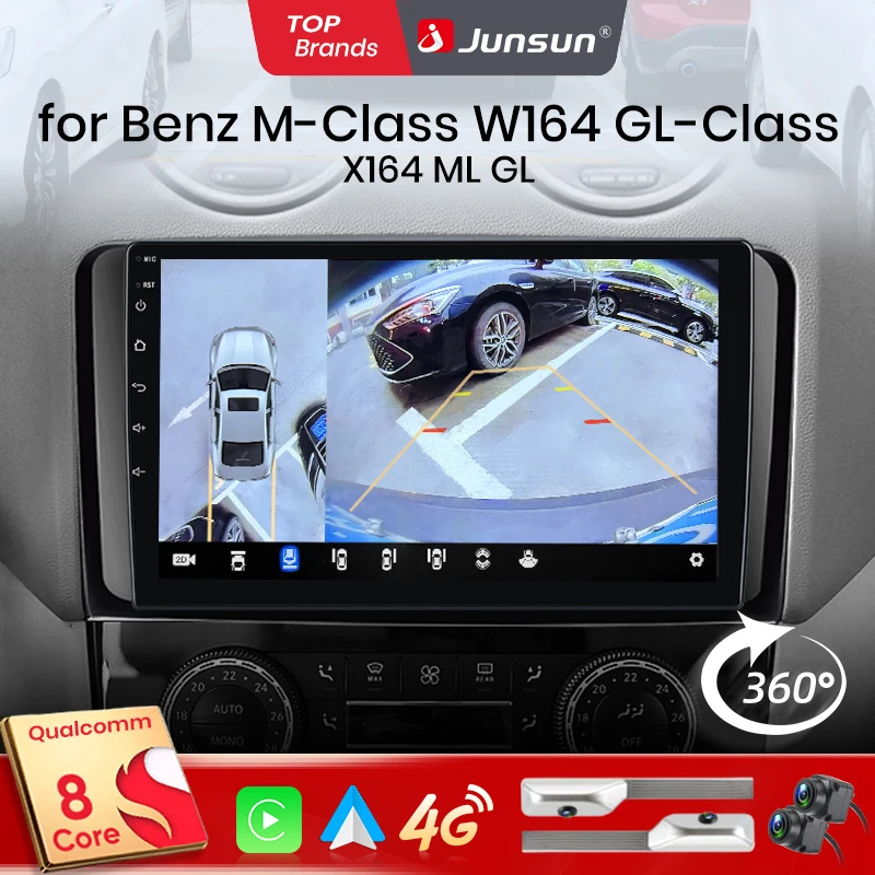 Junsun Qualcomm 8-Core 360 Kamera CarPlay Android Auto Autoradio für Mercedes Benz M-Klasse W164 GL-Klasse X164 ML GL Image