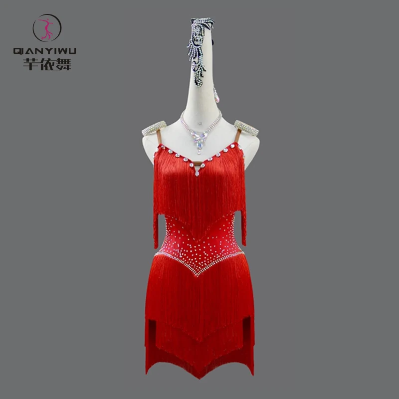Abito da ballo latino per ragazze, gonna da ballo da sala, abbigliamento da ballo femminile, costume da competizione, abito da palcoscenico, abbigliamento da pratica, completo da Samba