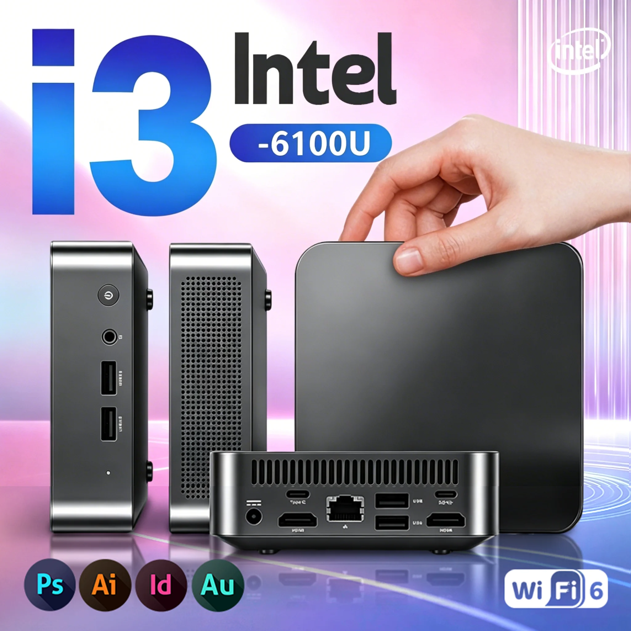 NOUVEAU Mini PC portable Windows 11 Pro Intel i3 6100U 16 Go de RAM 512 Go SSD 4K HD type C Mini PC ordinateur de bureau Wifi 6
