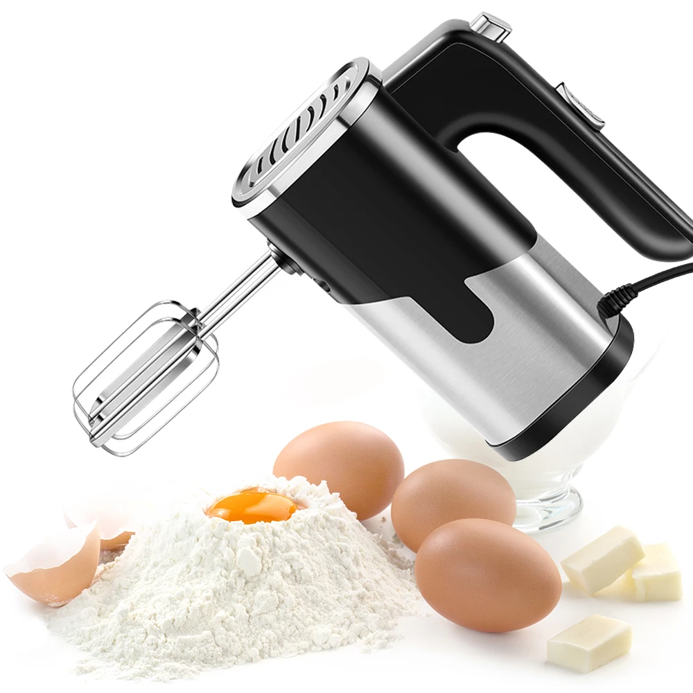 800W Elektrischer Küchenmixer mit Doppelrührstäben, 5 Geschwindigkeiten, Eierschläger, Teigkneter, Küchenblender für Sahne, Marmelade, Pudding, Milchshake, Handmixer Image