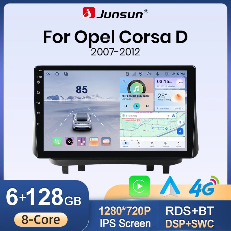 Junsun Drahtlose CarPlay für Android Auto Auto Radio Player Für Opel Corsa D 2007-2012 GPS Auto Multimedia 2din BT FM GPS Navi DSP
