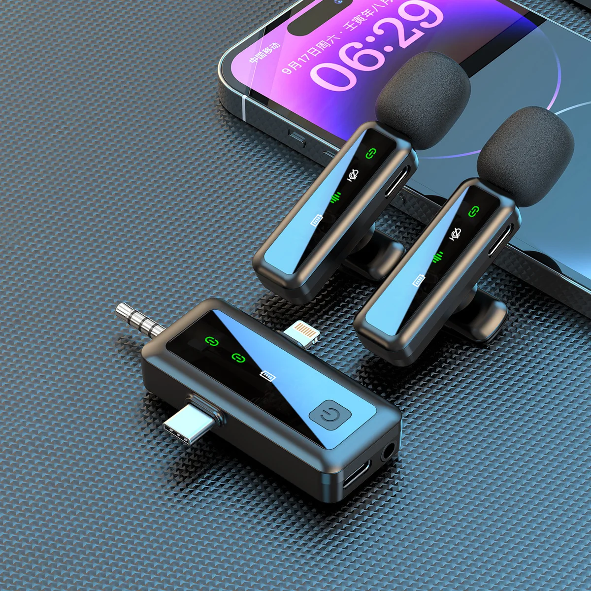 H65 3-in-1 Dual&Single Kabelloses Lavalier-Mikrofon, Plug-and-Play Geräuschunterdrückung für Live-Streaming, Interviews, TK/YT/Telefon/PC/Kamera Image