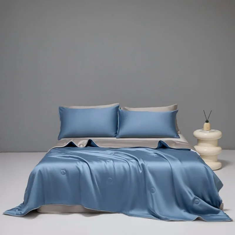 Household high-end washed silk solid color summer quilt single piece air conditioner quilt, no sheets and pillowcases
