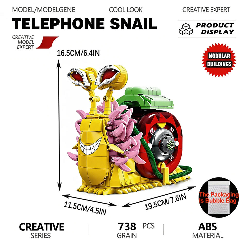 Anime One Piece Transponder Snail Telephone Building Blocks Doflamingo Law Character Model Assembly Collectible Desk Decor Gift