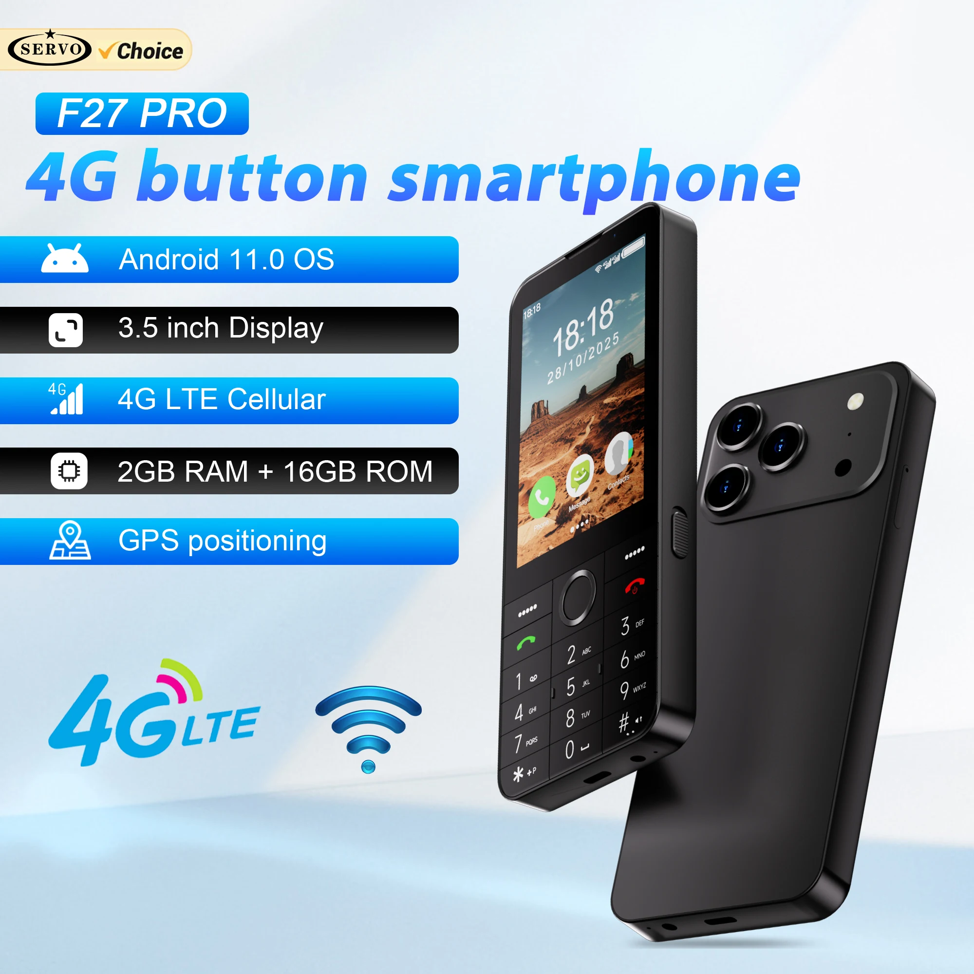 SERVO F27 PRO 4G Smartphone Android 11.0 OS 2GB+16GB WhatsApp Play Store Speed Dial 3.5