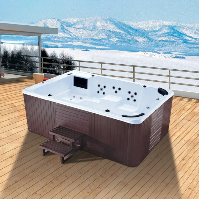 Piscine Spa Extérieure, Grande Piscine de Massage, Piscine de Jardin pour Villa, Piscine Extérieure Multi-joueurs, Bain Intelligent Chauffé