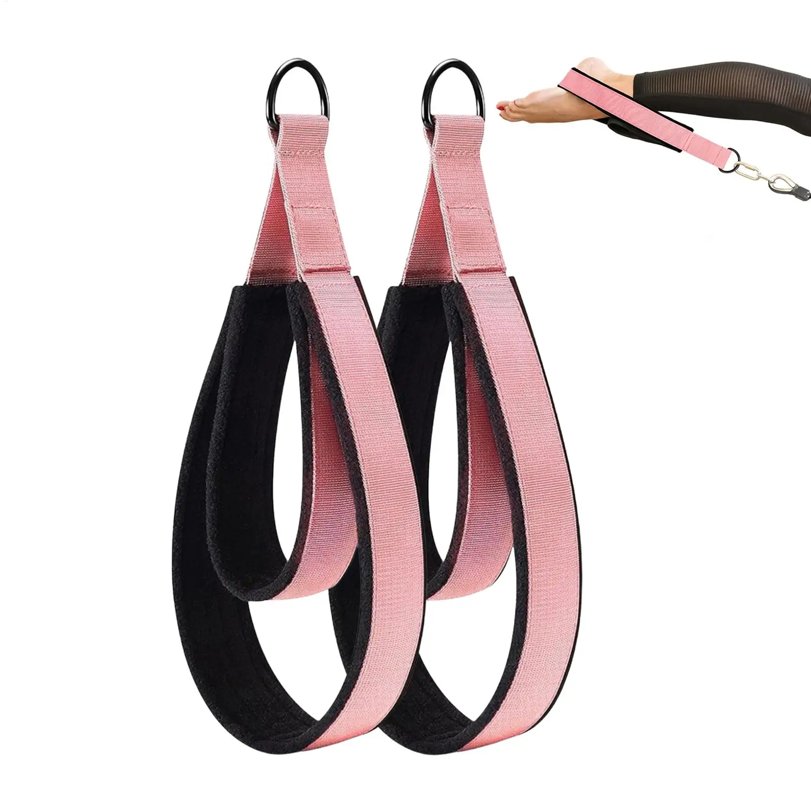 1Pairs Pilates D-Ring Straps For Reformer Feet Fitness D-Ring Straps Handle Yoga Exercise Accessories For Home Gym Workout