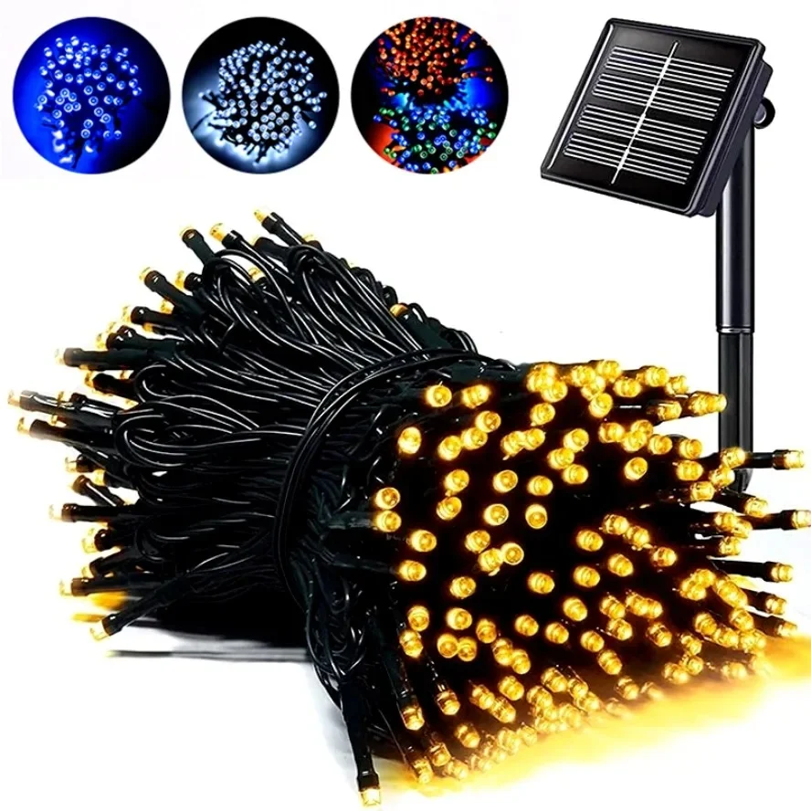LED-Solarbetriebene Außen-Lichterkette, Sternenhimmel-Lichter, Wasserdicht, 8 Beleuchtungsmodi für Weihnachten, Hochzeit, Party, Heimdekoration