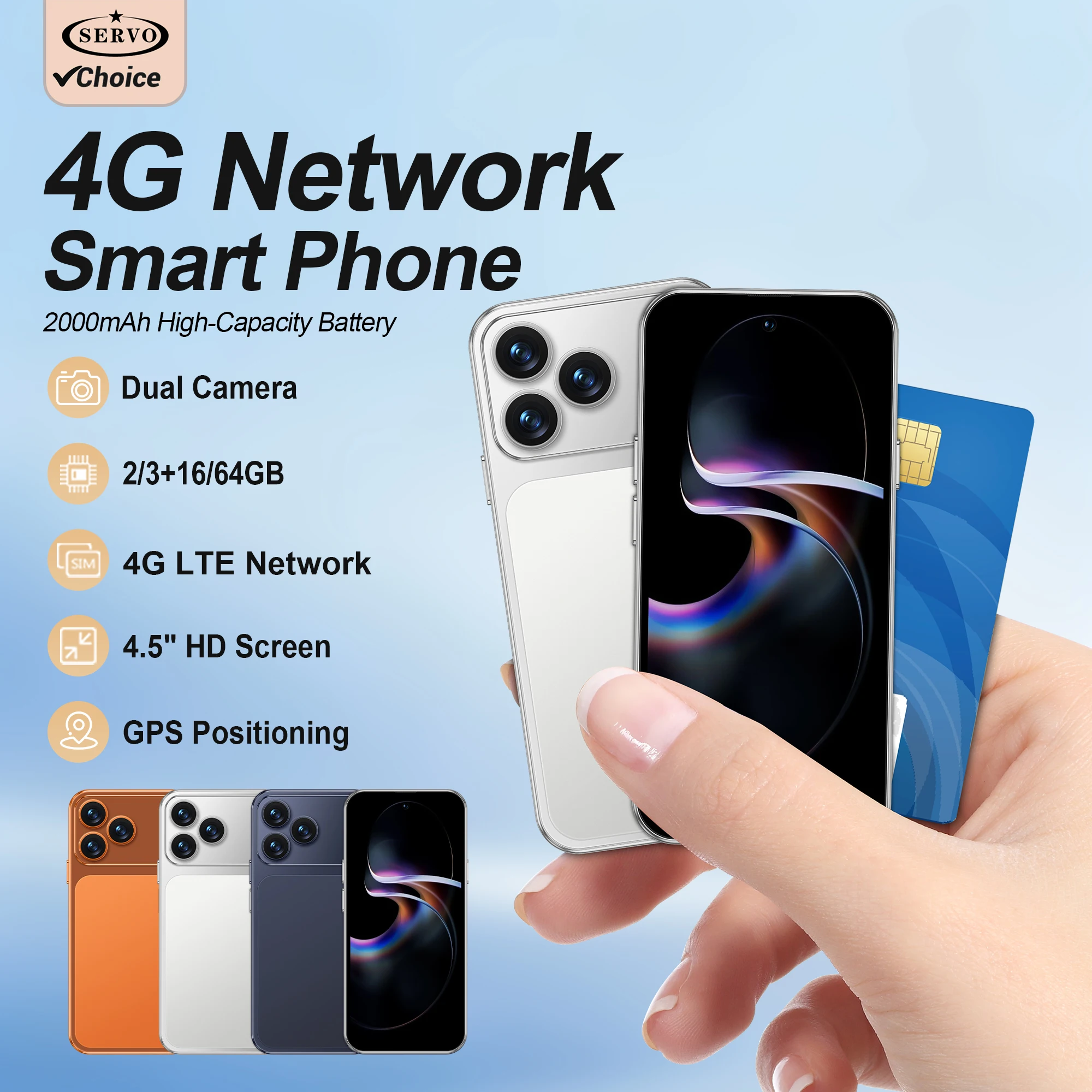 NEW SERVO Mini Android Smartphone 4G LTE Play Store 3GB RAM 64GB ROM WhatsAPP WiFi 2 SIM Standby 4.5