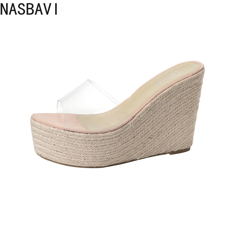 NASBAVI Sommermode PVC Jelly Wedges Plattform Damen Hausschuhe Sandalen Freizeitschuhe Größe 34-40