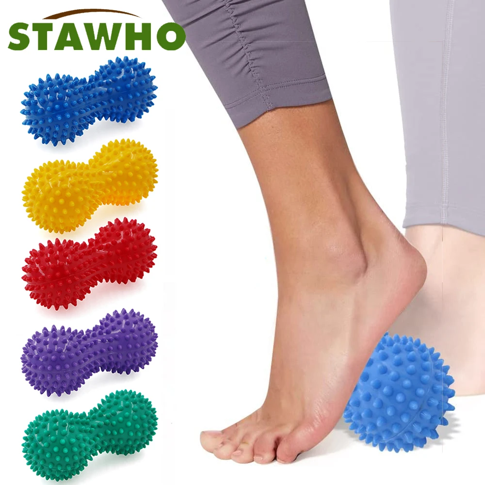 Peanut PVC Yoga Supplies with Thorns Workout Massage Peanut Hand Ball Yoga Fitness Ball Inflated Air Bag Peanut Ball 6 Colors
