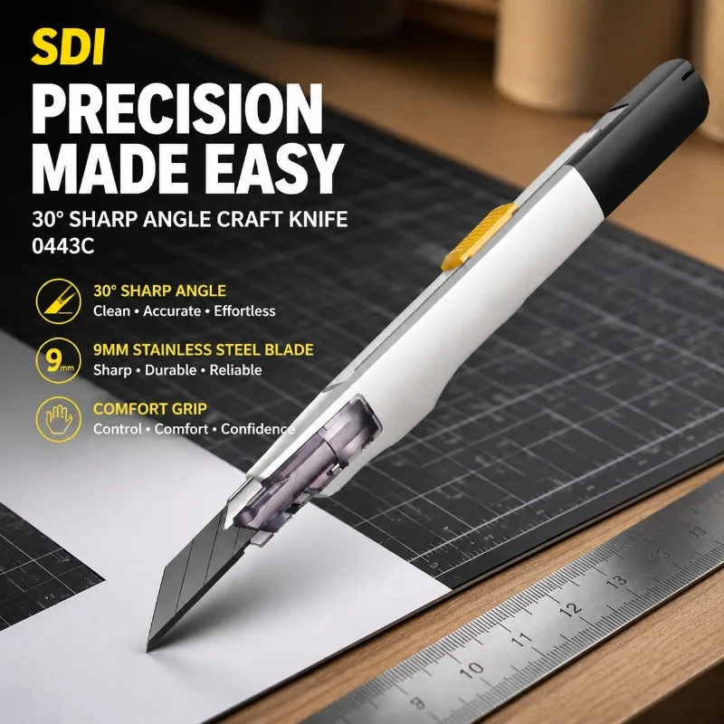 Mini 30-Grad-Scharfklingenmesser, Präzisions-Papierschneider aus Edelstahl, Tapeten- und Bastelmesser zum Schneiden von Aufklebern, DIY-Handarbeit Image