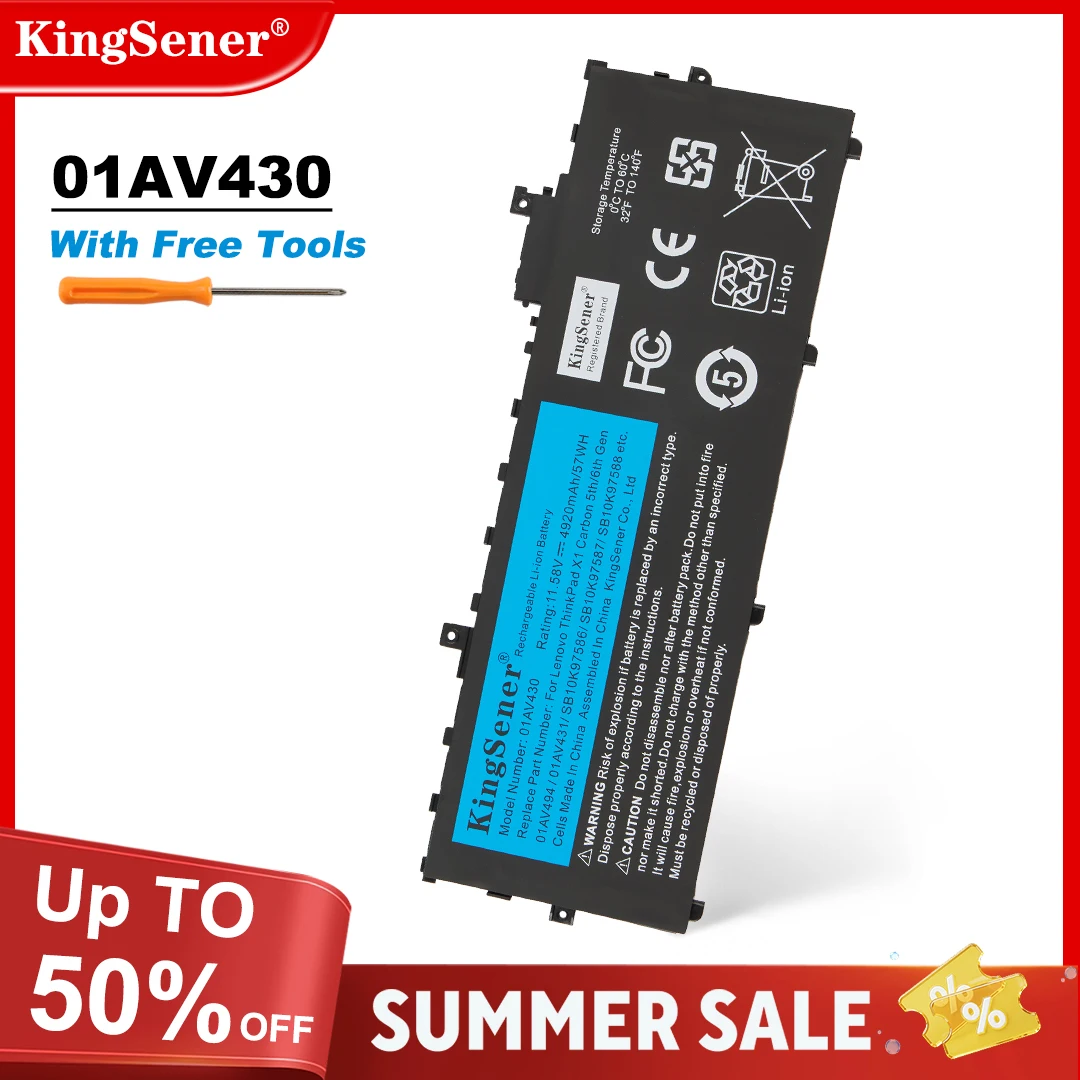 KingSener 01AV494 01AV430 Batterie Für Lenovo Thinkpad X1 Carbon 5th 2017 6th 2018 Serie 01AV429 SB10K97586 01AV431 SB10K97587 Image