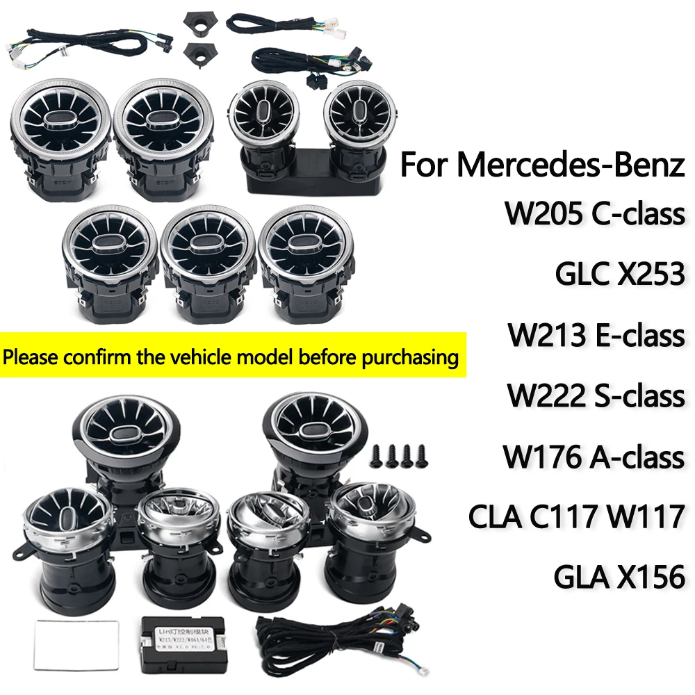 Für Mercedes-Benz Zubehör W205 GLC X253 W213 W222 W176 C117 X156 CLA GLA W206 LED Turbine Düse Lüftungsschlitze Umgebungs Licht Kit Image