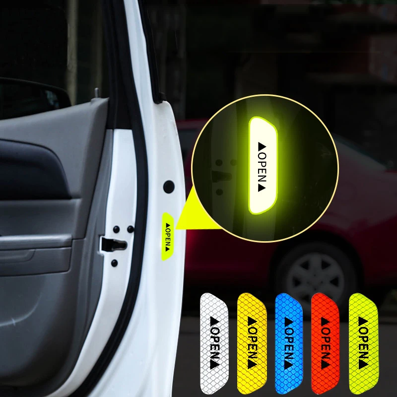1/4 Stück Auto-Tür Reflektierender Aufkleber Sicherheits-Öffnungswarnung Reflektierendes Band Auto-Zubehör Innen- und Außenreflektor Image