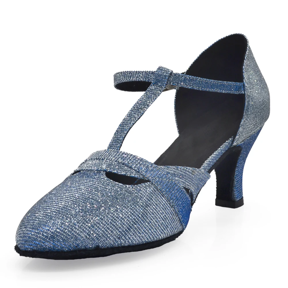 Evkoodance Komfortable Ballsaal Schuhe Chamäleon Farbige Blau Niedrigen Absätzen Latin Salsa Ballroom Dance Schuhe Tango Schuhe für Frauen