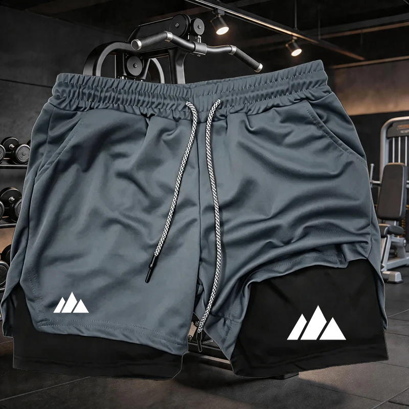 Herren Laufshorts 2 in 1 Doppellagige Sportshorts Sportbekleidung Fitness Kurze Hosen Training Jogging Hose Herrenbekleidung Image