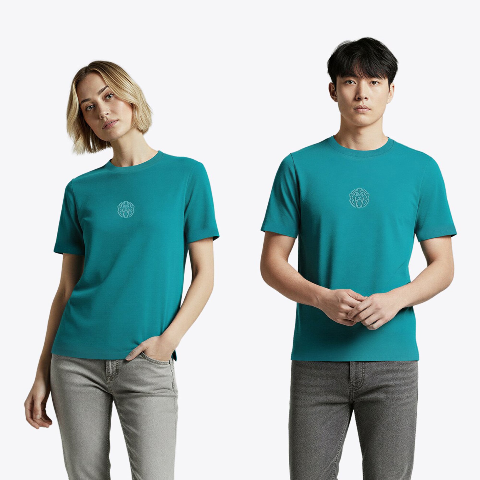 Unleash the Lion T-Shirt - Bleu Sarcelle - unisexe Taille: L