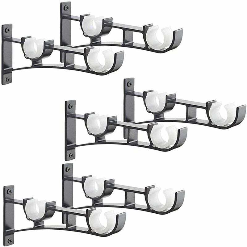 6 Pezzi Staffa Per Asta Per Tenda In Metallo Resistente, Staffa Per Asta Per Tenda, Staffa Per Asta Per Tenda Doppia, Staffa Per Asta Per Tenda In Alluminio, Staffa Per Asta Per Tenda Nera