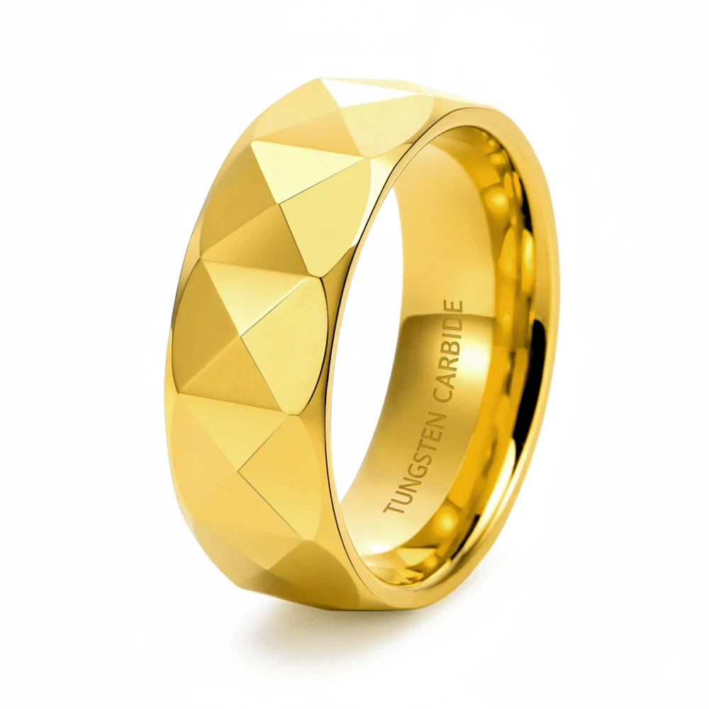Hochwertiger 6mm 8mm Wolframcarbid-Ring für Herren & Damen, vergoldeter Fingerschmuck, Herrenmode, Unisex-Band Image