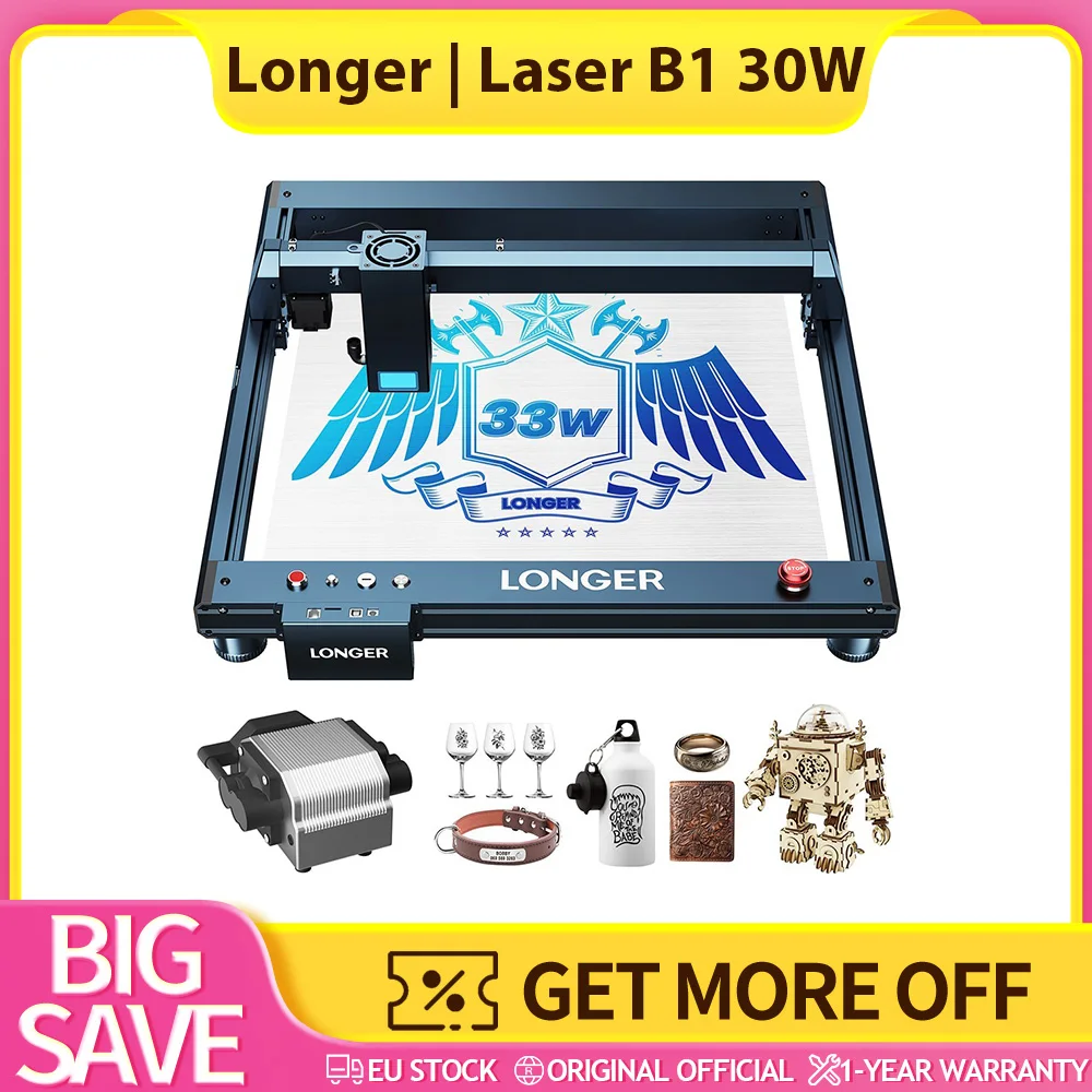 Längerer Laser B1 30 W Lasergravurschneider, 6-adriger Laserkopf, 450 x 440 mm Gravurbereich, hochkonzentrierter Laser und verbesserte Schnittleistung, 36.000 mm/min hohe Geschwindigkeit, intelligente Image