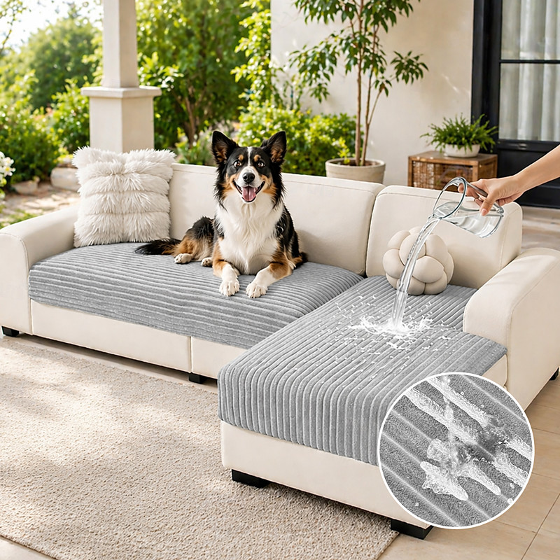 100% Waterproof Couch Covers for Sectional Sofa, Non Slip Couch Cover for Dogs, 2 Pieces Pet Sofa Covers for 2 Cushion L Shape, Washable Soft Sofa Slipcover