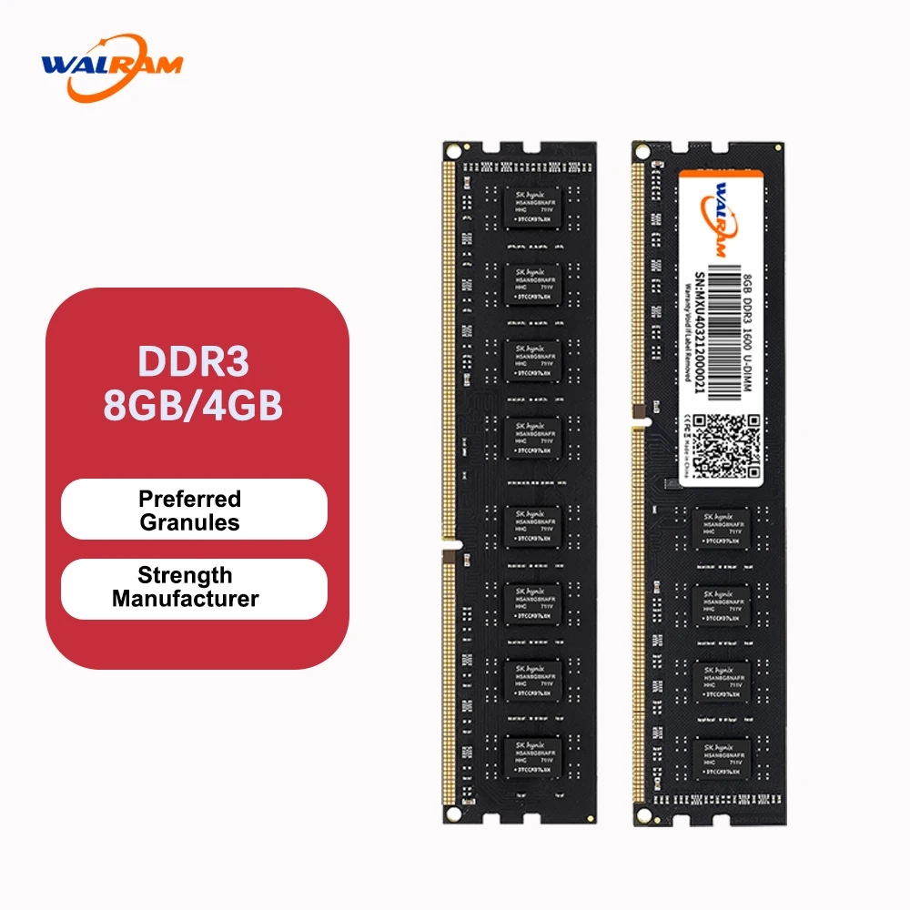 Walram Memoria Ram DDR3 1600 MHz DIMM Desktop Ram DDR3 8 GB 4 GB 1,5 V CL11 240Pin Computer Interner Speicher DDR3 1600 MHz für PC Image