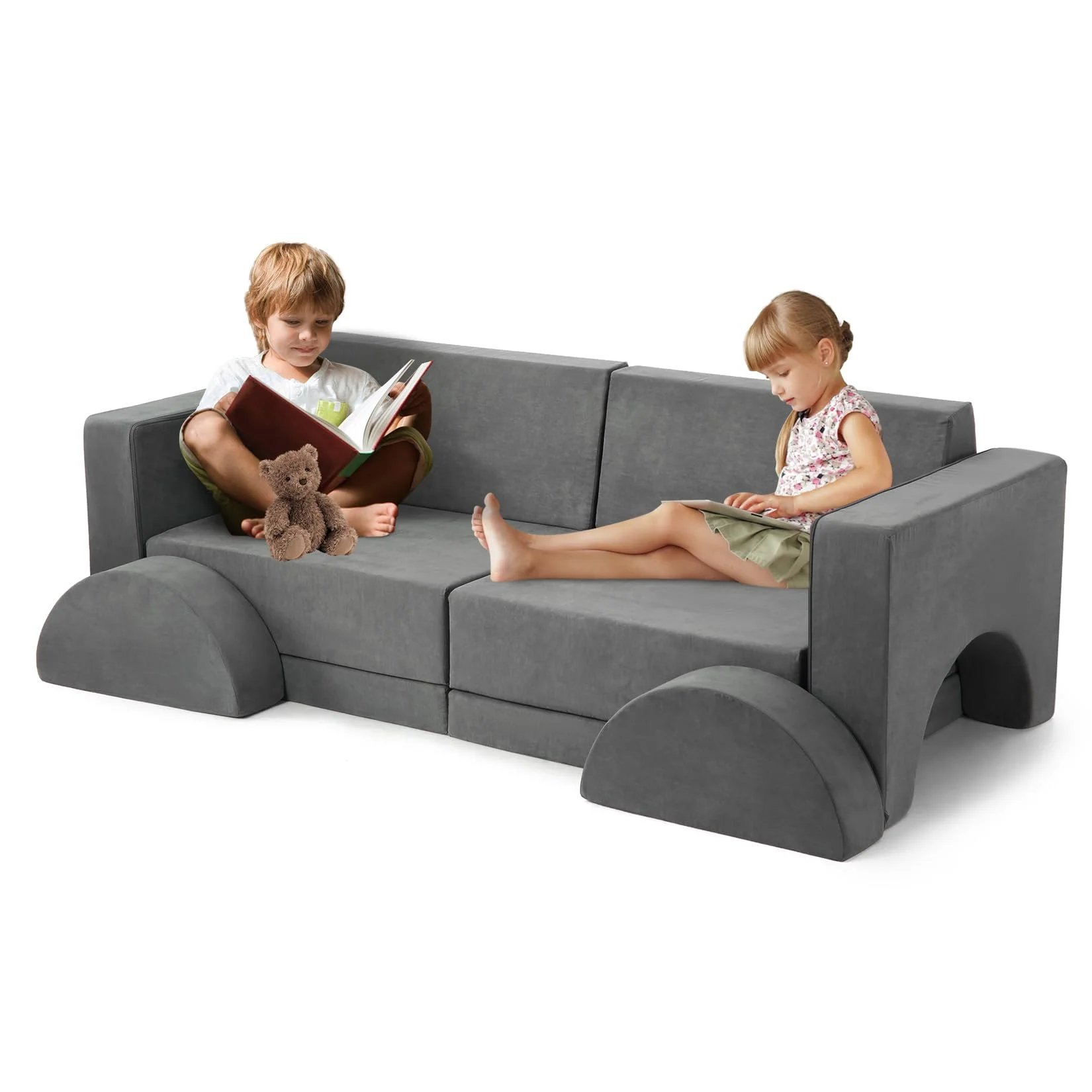 Garvee 8-teiliges modulares Kindersofa – umwandelbar in ein Bodenbett für Kinder – Spielsofa für Jungen und Mädchen – abnehmbarer und waschbarer Bezug, weicher Schaum – ideal für Schlafzimmer, Image