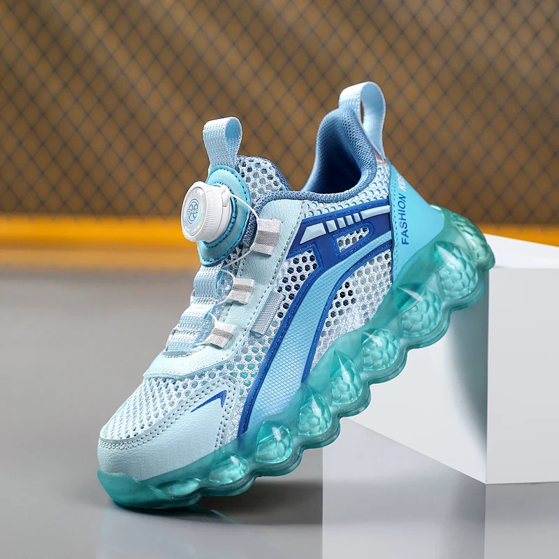 Sommer-Sportschuhe für Kinder, rotierende Schnalle, lässige Turnschuhe für Jungen und Mädchen, atmungsaktive Mesh-Laufschuhe für Kinder