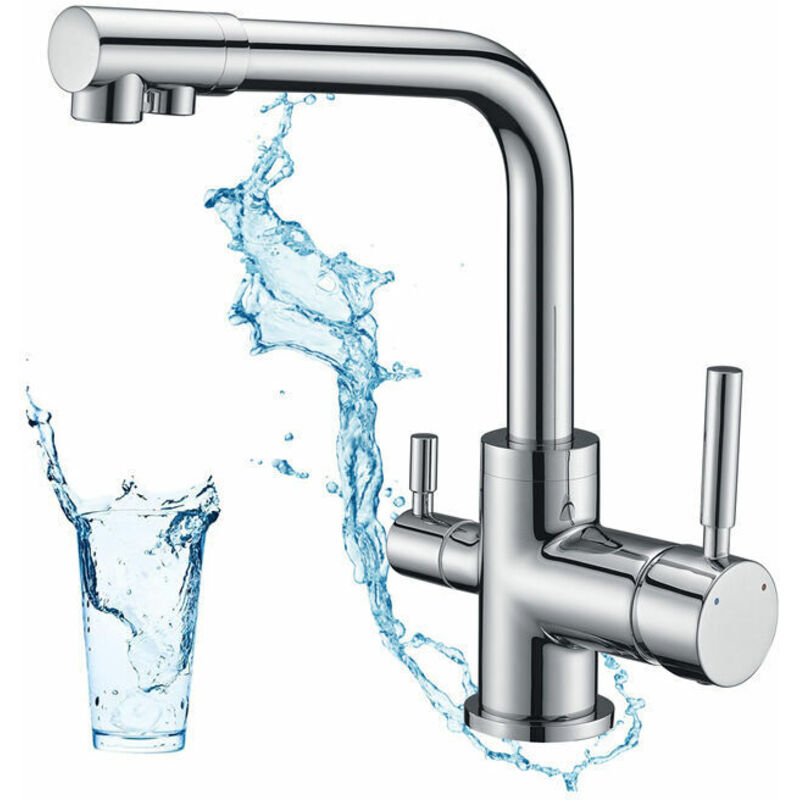 Rubinetto Da Cucina A 3 Vie, Girevole A 360° Rubinetto Miscelatore, Rubinetto Da Cucina Per Acqua Potabile, Rubinetto Miscelatore Per Lavello Da Cucina Con Uscita Acqua Filtrata