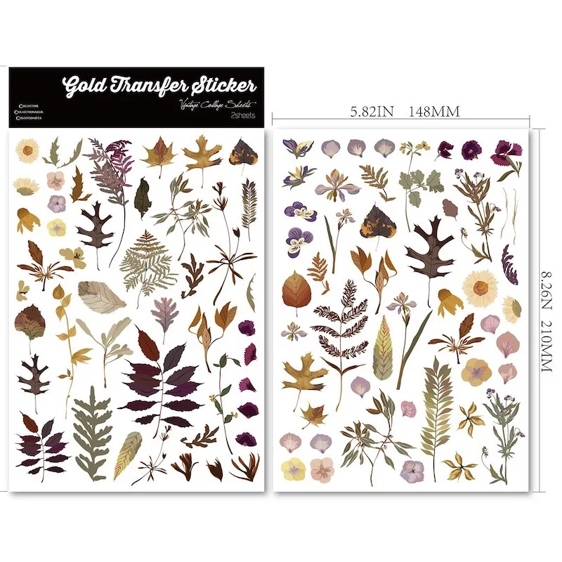 Ästhetische Herbstblatt-Aufkleber zum Reiben, Glasbecher, Deko, Bastelbedarf, Scrapbooking, braune Pflanze, klare Übertragung, DIY-Aufkleber Image