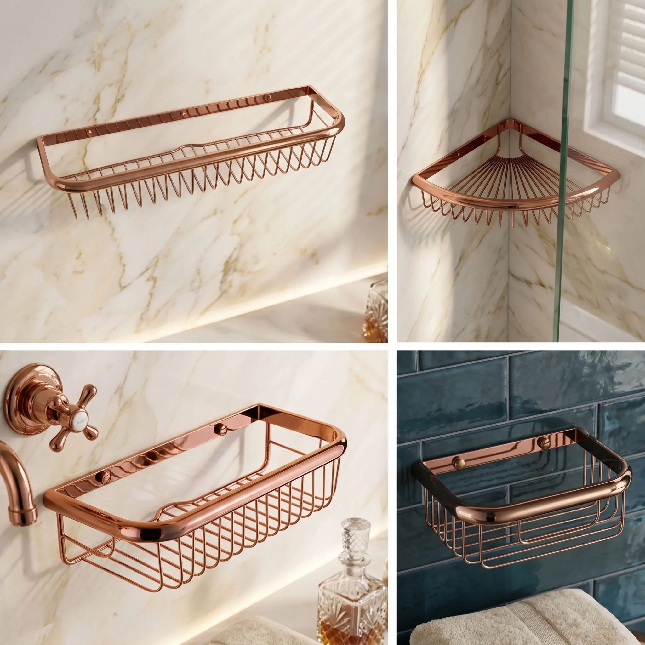 Organisateur de salle de bain en laiton doré, étagère de salle de bain, étagère de douche, étagère d'angle pour salle de bain, support mural, organisateur