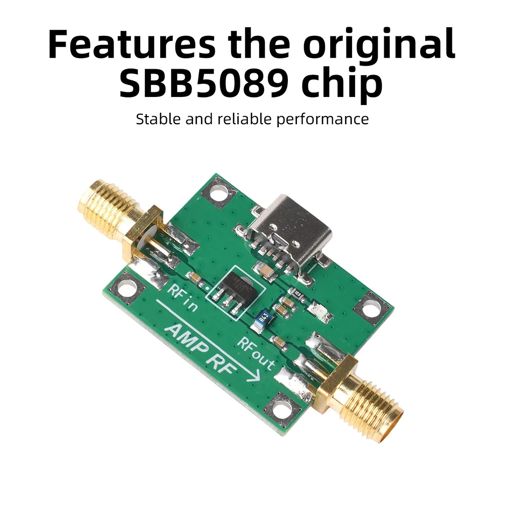 SBB5089 RF-Leistungsverstärker DC5V Typ C 5MHz-6GHz 20dB Verstärkung Breitband 50 Ohm RF-Signal-Vorverstärker für Drahtlos-Tests Image