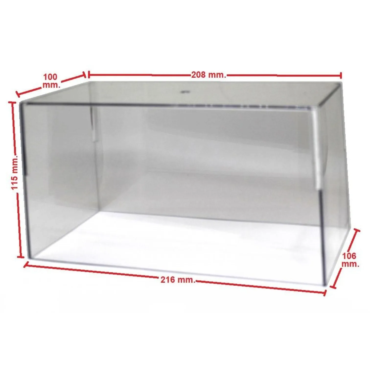 Transparente Methacrylat-Acryl-Vitrine, Ausstellungsbox für Autos und Sammlerstücke im Maßstab 1:24, Abmessungen: 216 mm. (Länge) X 106 mm. (Breite) X 115 mm. (Alto), verhindert Staub und schützt Image