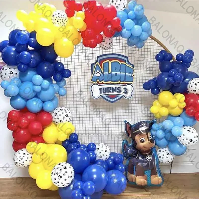 114-teiliges Paw Patrol Ballon-Bogen-Set Rot Blau Gelb Pfoten-Print Ballons Girlande für Geburtstag Babyparty Dekoration Image