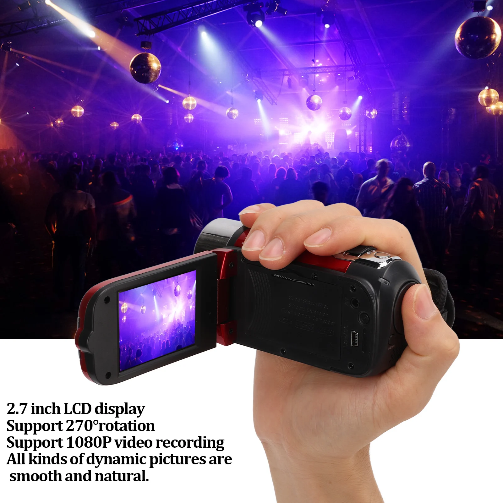 Caméscopes numériques Caméra vidéo Caméscope portable Full HD 1080P 270 ° Zoom 16X portable à rotation pour cadeaux pour la famille pour les enfants